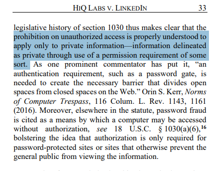 HiQ Labs v. LinkedIn Court of Appeals ruling on CFAA and public information access